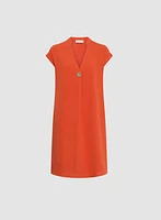 Short Crepe V-Neck Dress