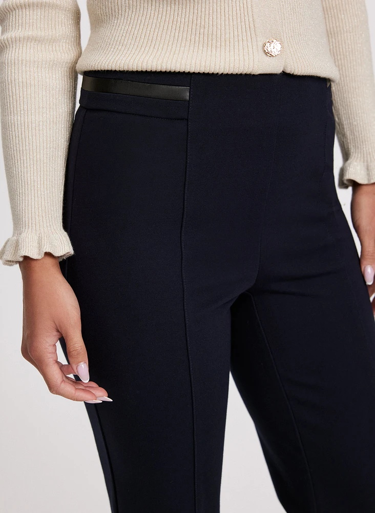 Sofia Vegan Leather Trim Straight-Leg Pants