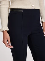Sofia Vegan Leather Trim Straight-Leg Pants