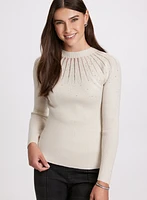 Embellished Sheer Insert Sweater