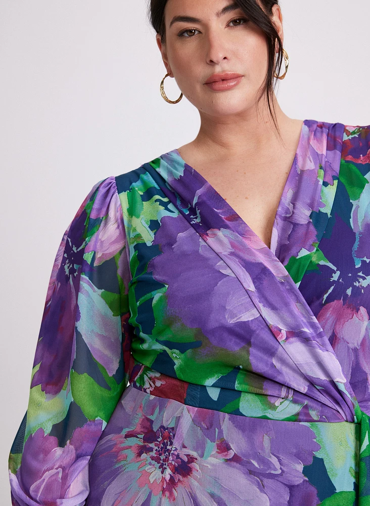 Robe maxi à motif floral abstrait