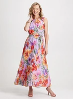 Long Tropical Pleated Dress