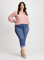 Ruffled Sleeve Paisley Top & Capris with Rolled Cuffs