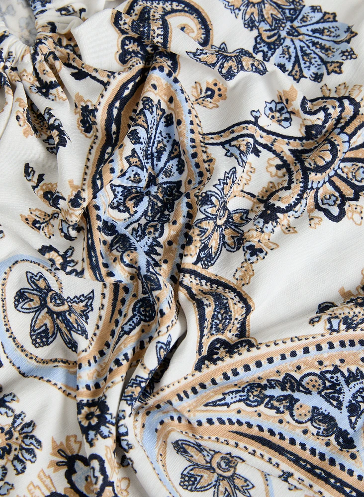 Paisley Print Ring Detail Top