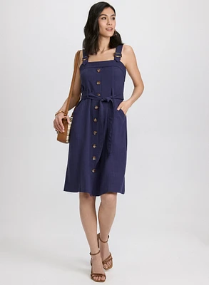 Robe boutonnée en mélange de lin