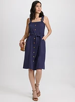 Robe boutonnée en mélange de lin