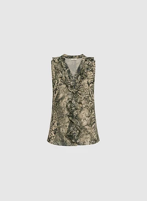 Snake Print Sleeveless Blouse