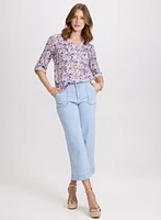 Geometric Stretch Cotton Blouse