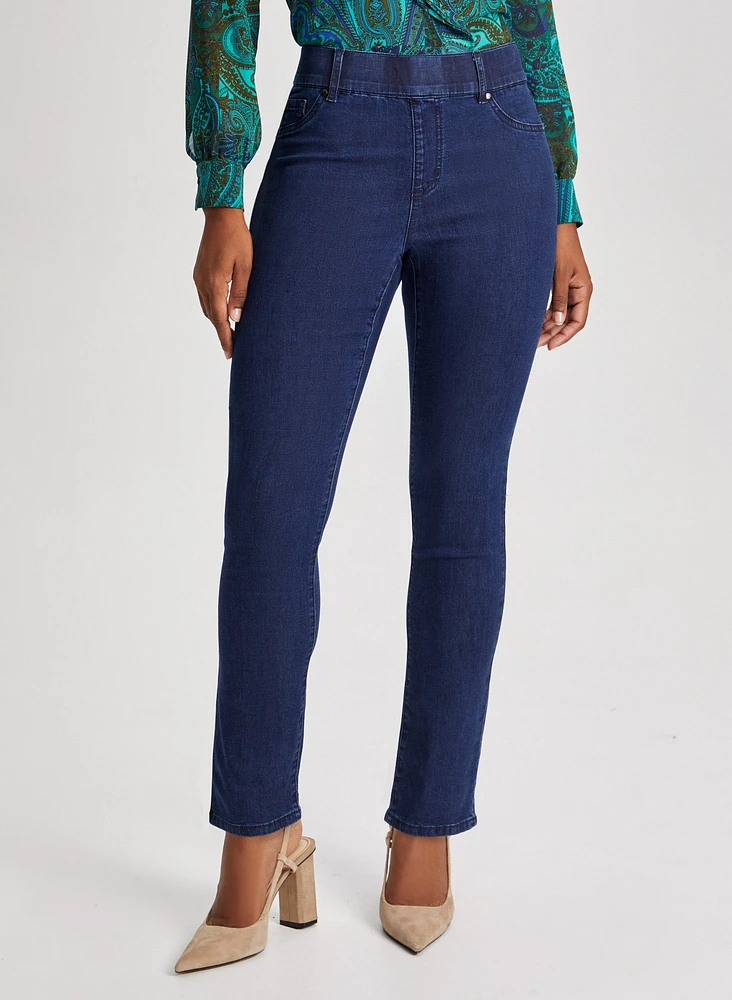 Pull-On Straight Leg Jeans