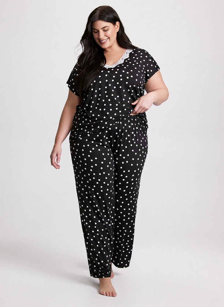 Polka Dot & Lace Pyjama Set