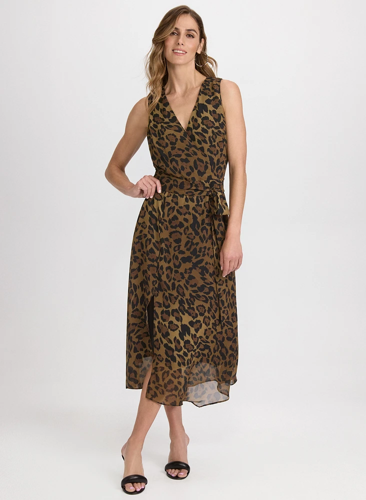 Robe cache-coeur à motif léopard