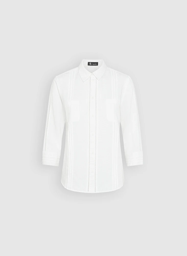 Blouse en mélange de coton et lin