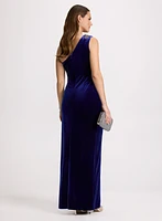 Ruched Waist Velvet Dress