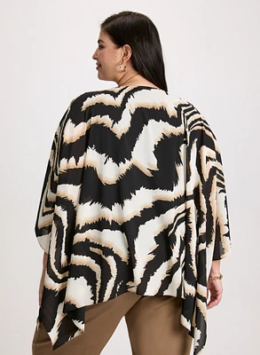 Poncho-Style Animal Print Blouse