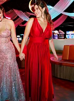Plunging Neckline Maxi Dress