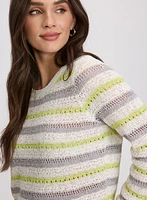 Pull rayé en tricot pointelle