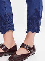 Embroidered Slim-Leg Jeans