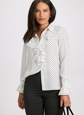 Blouse volantée à pois