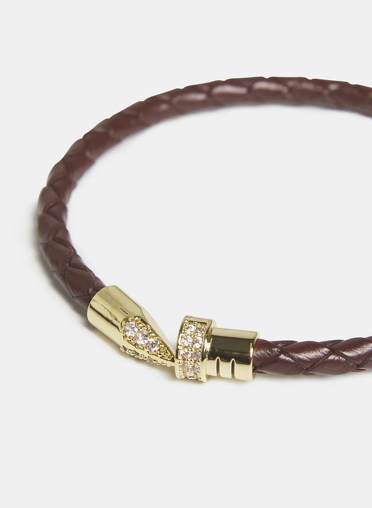 Bracelet tressé en cuir végane