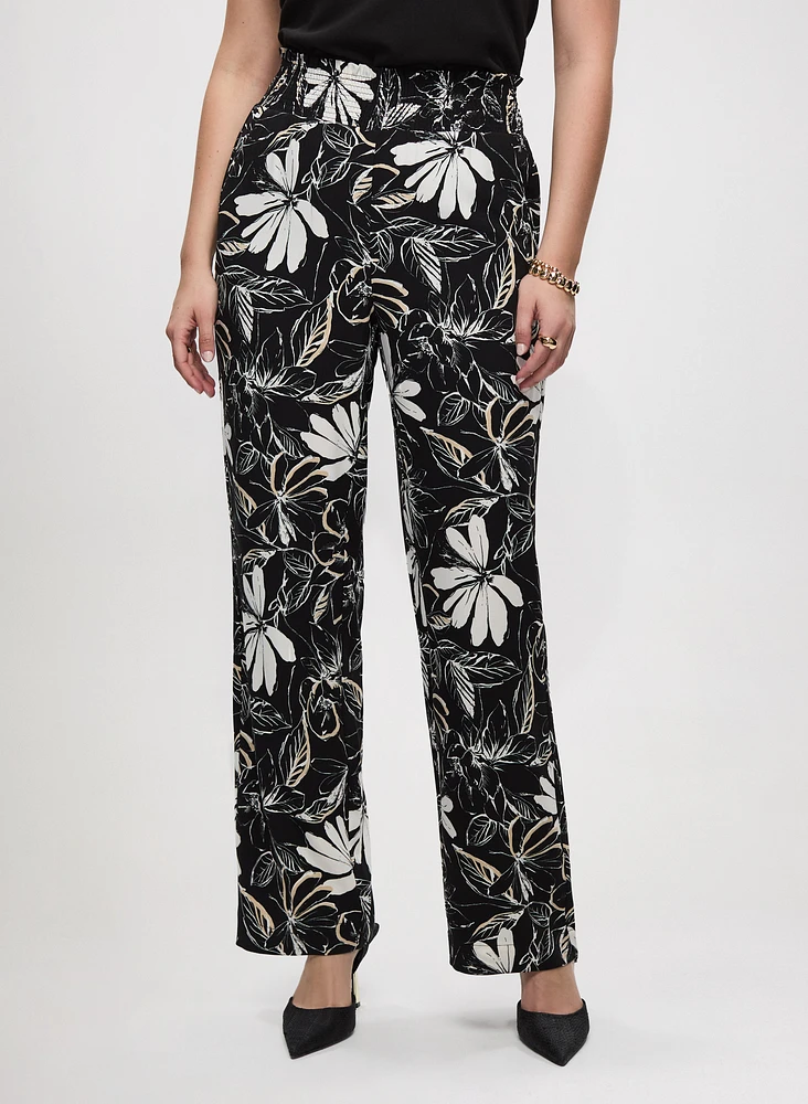 Pantalon floral à jambe large