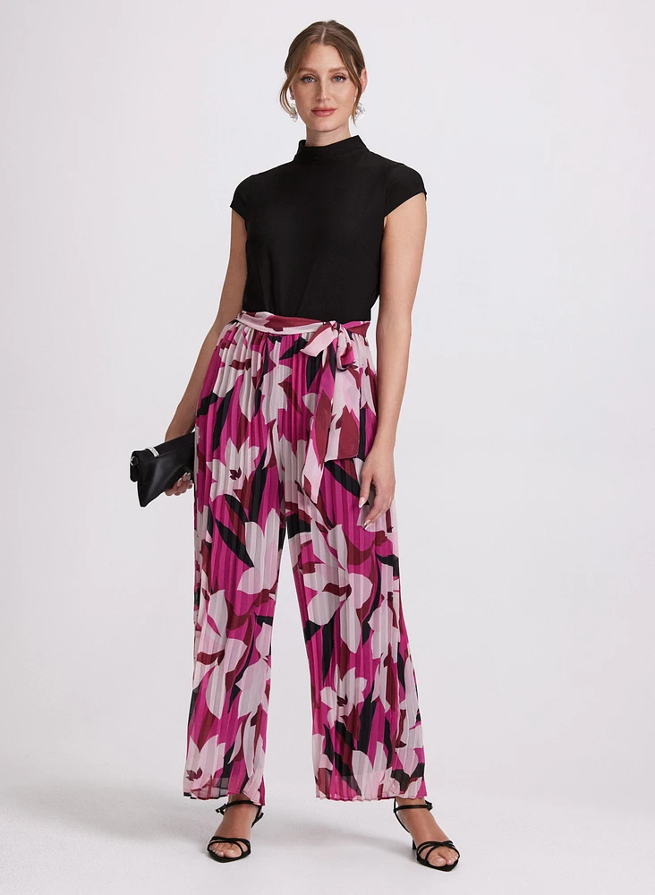 Plissé Floral Jumpsuit