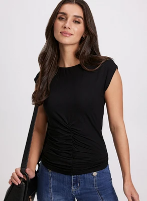 Shirred Solid T-Shirt