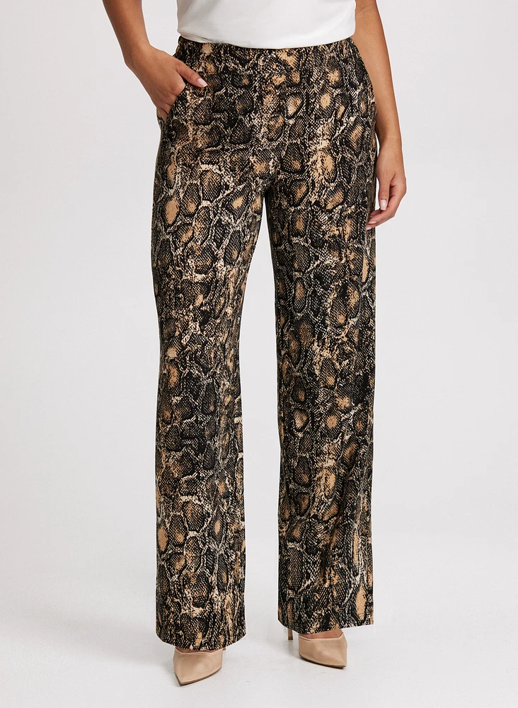 Pantalon Olivia à jambe large motif peau de serpent