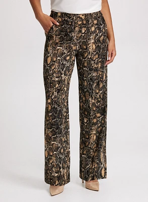 Olivia Snake Print Wide-Leg Pants