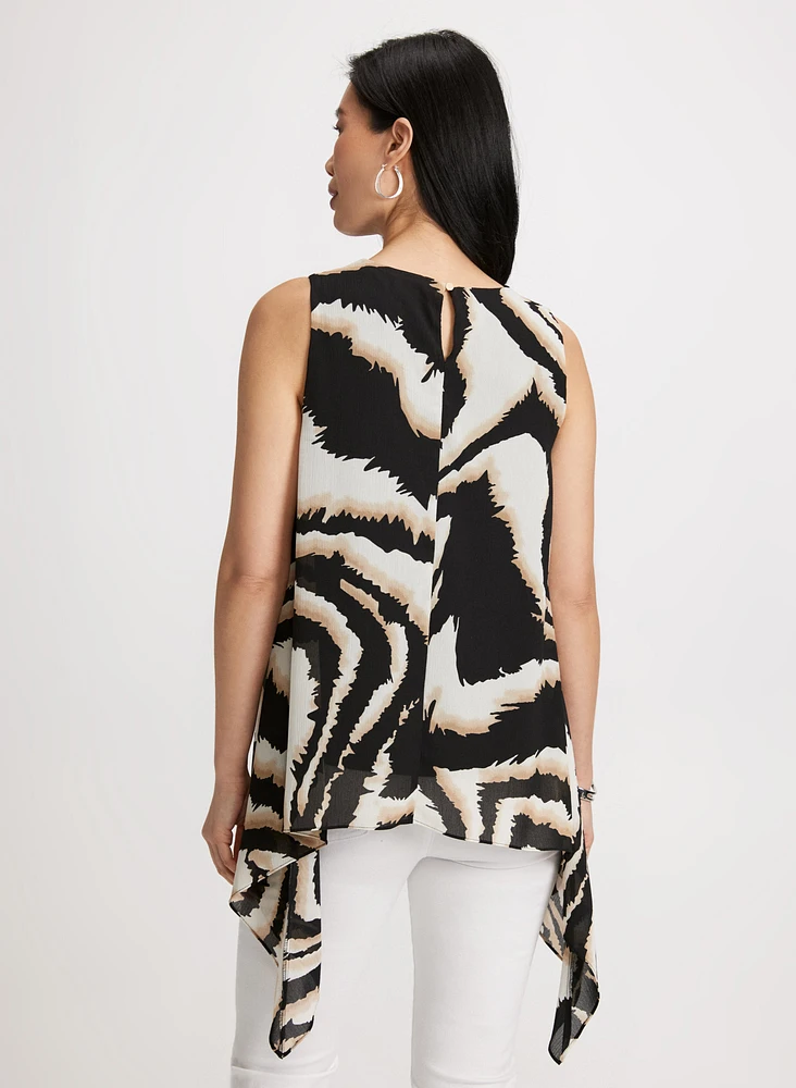 Zebra Print Asymmetric Blouse