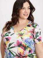 Floral Print Heathered T-Shirt