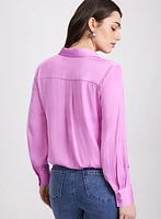 Long Sleeve Satin Blouse