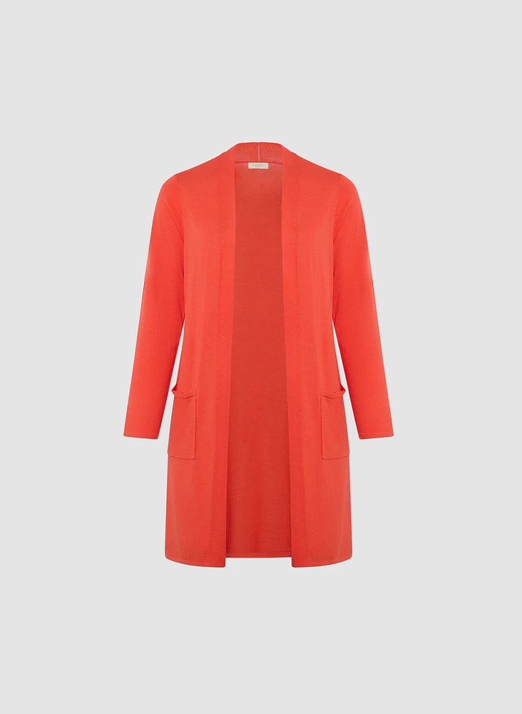 Lateral Slit Patch Pocket Cardigan