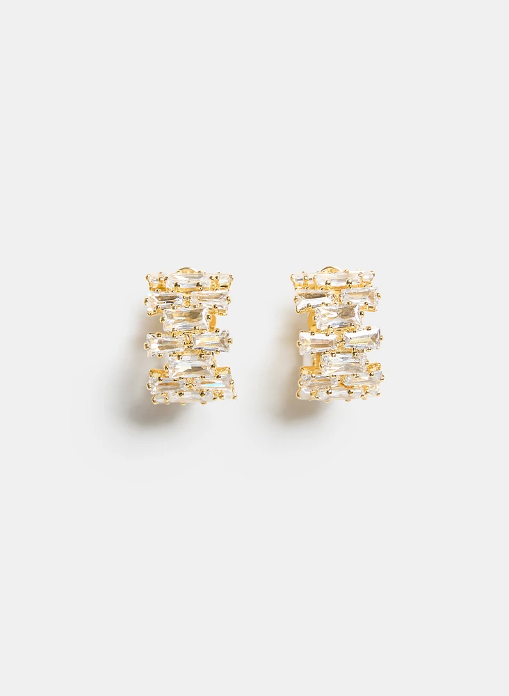 Boucles d'oreilles en anneaux à zircons cubiques