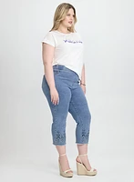 Embroidered Denim Capris