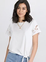 T-shirt brodé en coton extensible