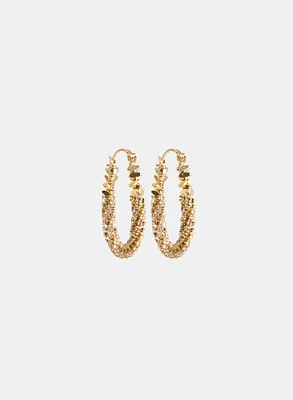 Crystal Detail Oval Hoop Earrings