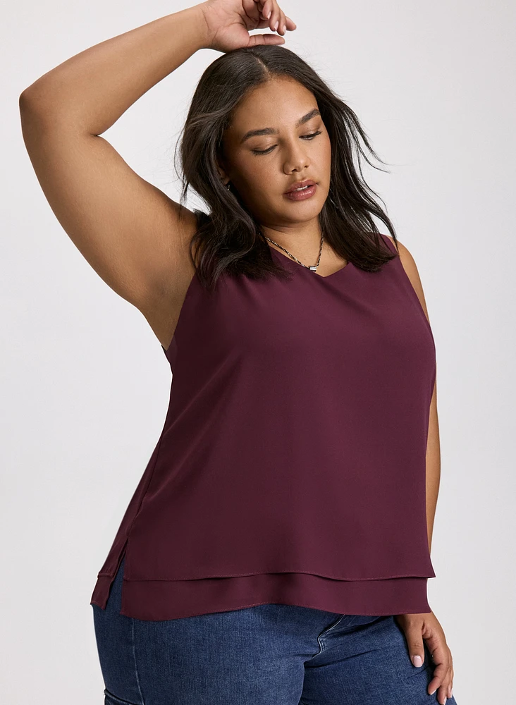 Sleeveless V-Neck Blouse