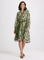 Floral Ruffle Front Shirt Dress