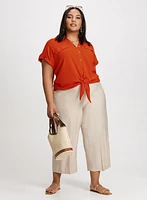 Tie Detail Blouse & Straight Leg Capris