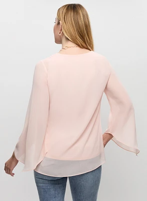 Flared Sleeve Chiffon Blouse