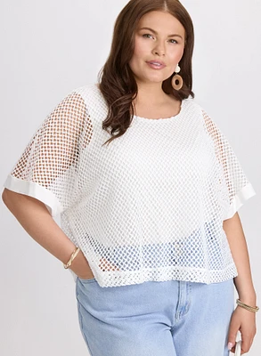 Haut en crochet à manches courtes