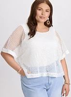 Haut en crochet à manches courtes
