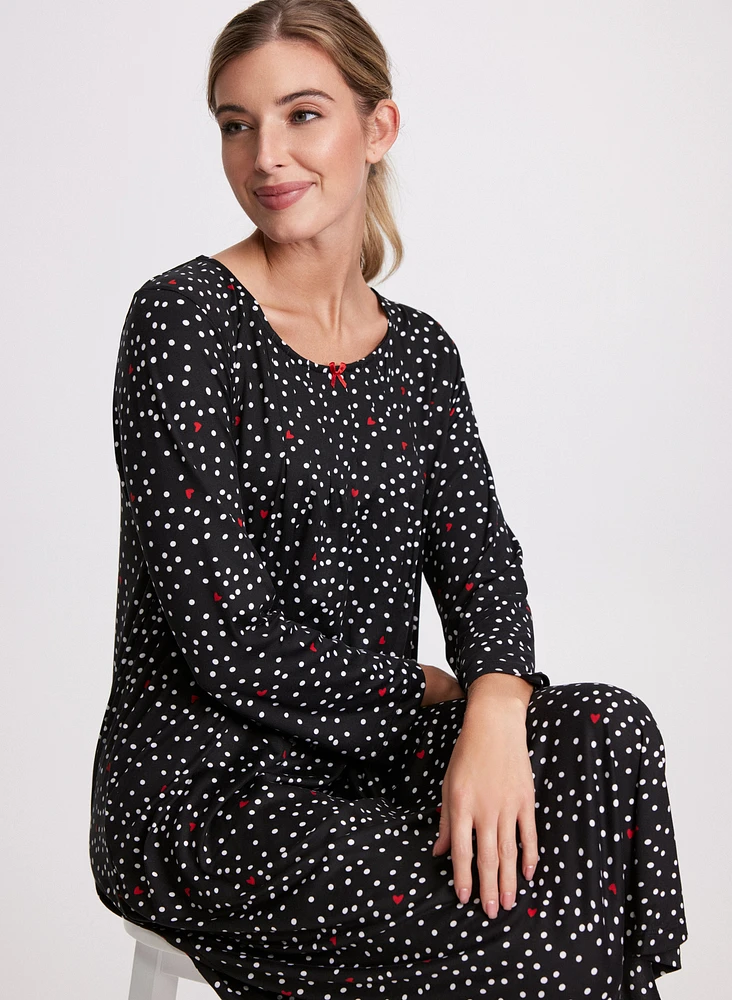 Heart & Polka Dot Print Nightgown