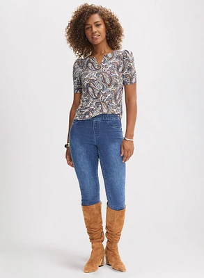 Paisley Print Short Sleeve Top