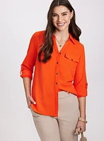 Crepe Button-Down Blouse