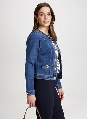 Button Trim Denim Jacket