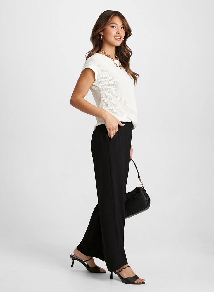 Wide-Leg Crepe Pants
