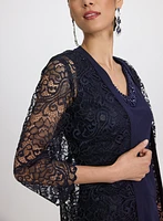 Lace Jacket & Crepe Dress Set