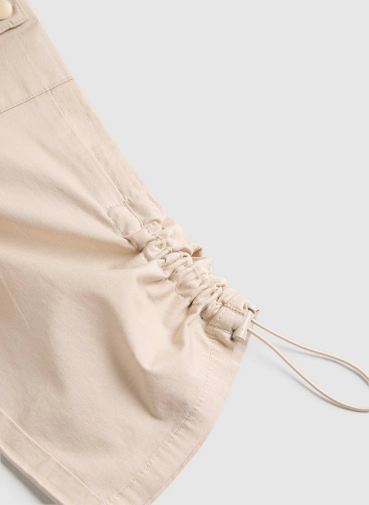 Cropped Drawstring Hem Cargo Pants