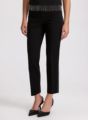 Pantalon Sofia à jambe étroite cristaux – court